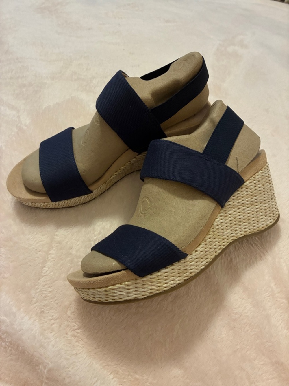 Life Stride Navy Slingback Wedge Sandals - Picture 3 of 7
